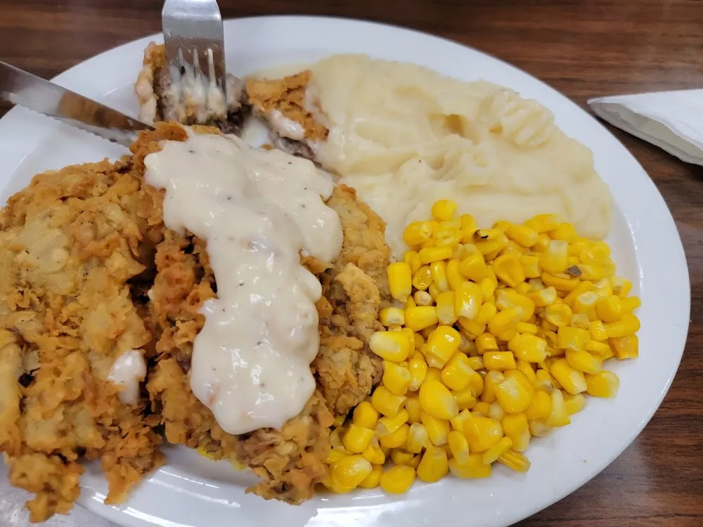 Chicken Fried Steak 2 Eggs Hash Brown Gravy Plate